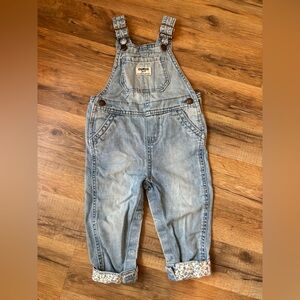 OshKosh Toddler Denim Overalls With Floral Lining